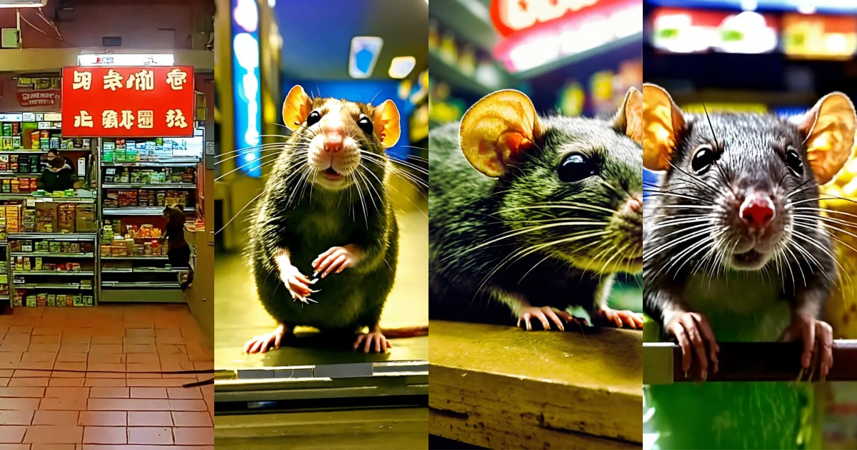 Lexica - Human like rat robbing store cctv recording