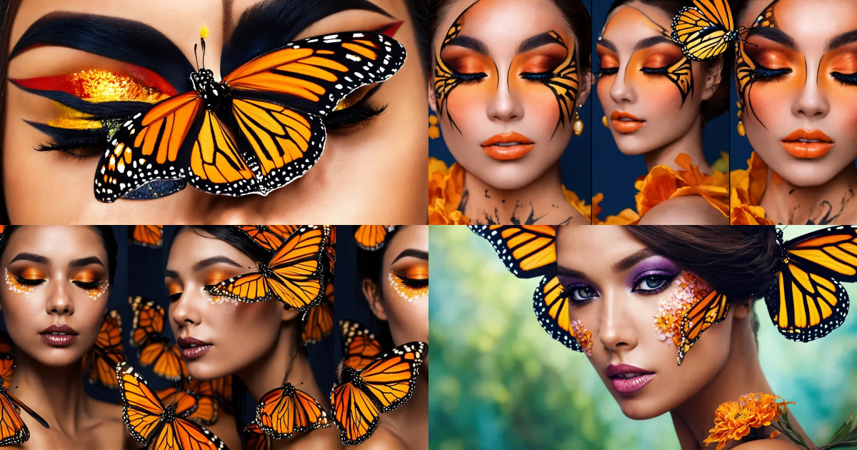 Lexica - Create a drawing of a woman’s face with a monarch butterfly ...