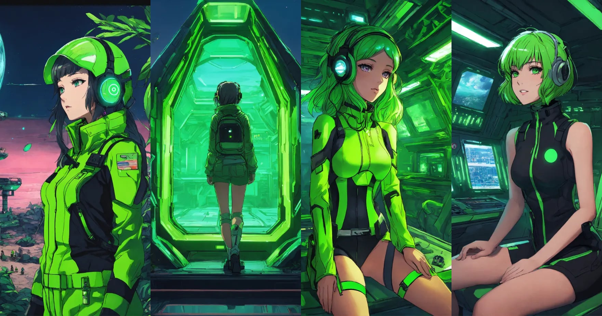 Lexica - Deep inside the green oxygen farm of a spaceship, anime female ...
