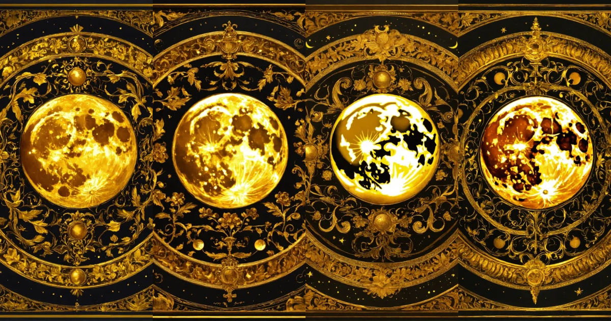 Lexica - Golden moon illustration, Renaissance ornament