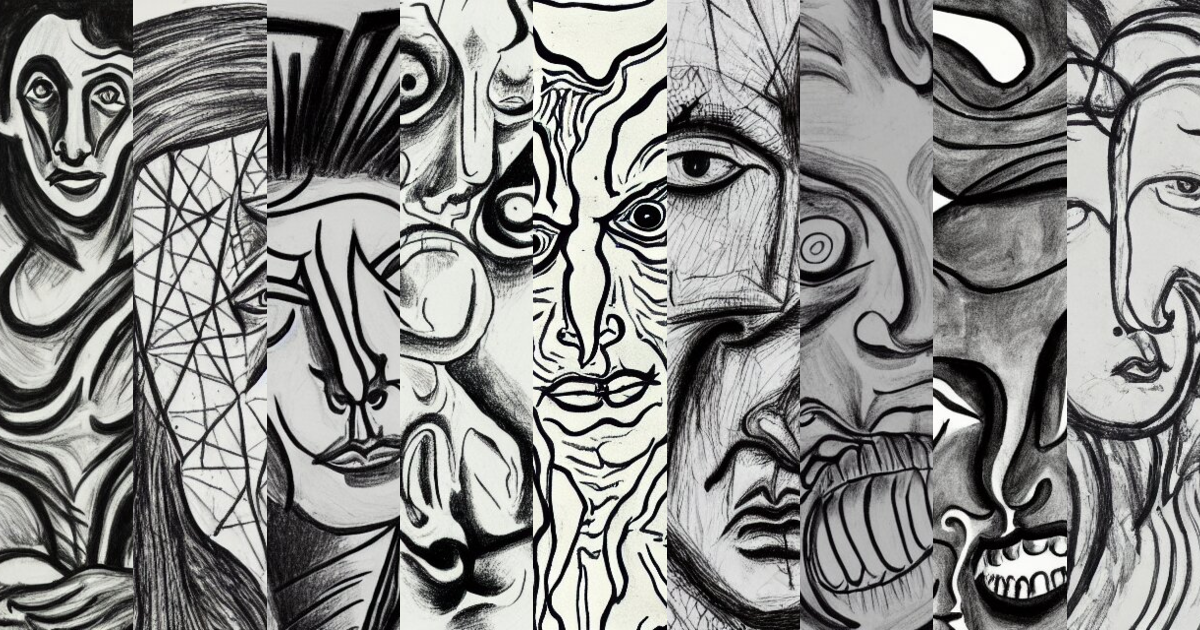 Lexica - Portrait of a demon. Line drawing ink on paper by Jean Cocteau.