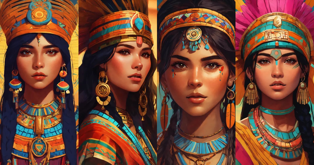 Lexica - Inca young woman, 2D illustration style, sharp focus, bright ...