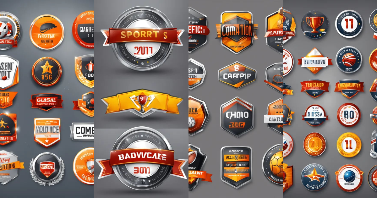 Lexica - Glossy sports competition vector art badges design on a gray ...