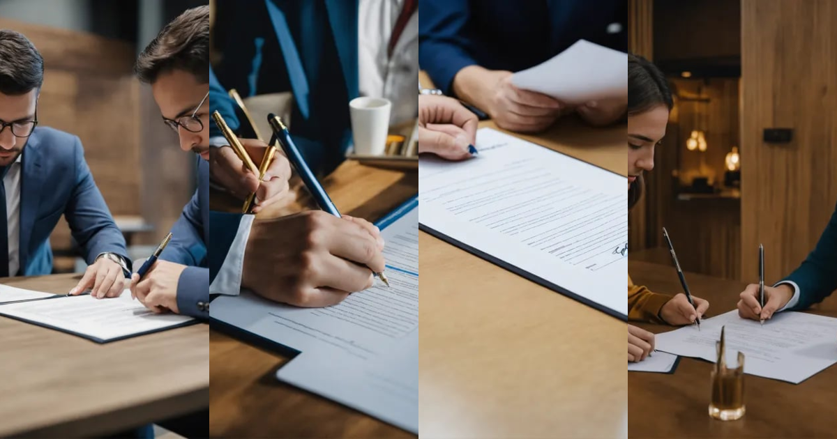 Lexica - Two company representatives signing a contract