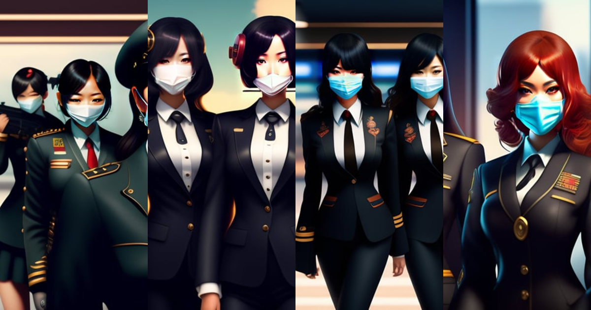 Lexica - Bankrobber anime girls in a group with suit, masks and guns ...