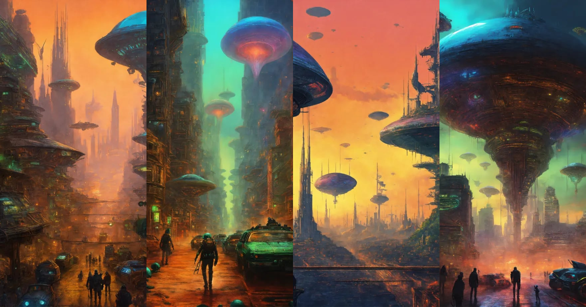 Lexica - Aliens invading futuristic mega city, gothic art, color ...