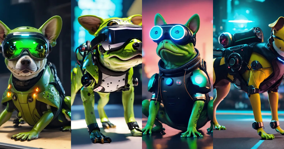 Lexica - Frog dog inu immaculate full body cyberpunk style android with ...