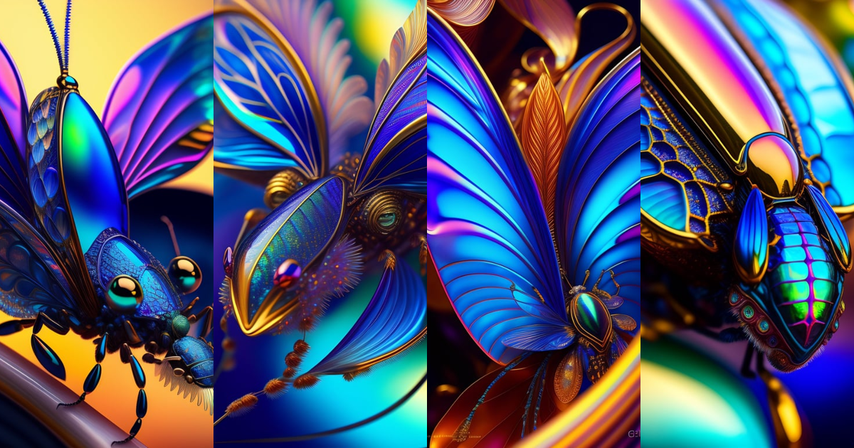 Lexica - Iridescent, insect, scales, large wings, blues, textured ...