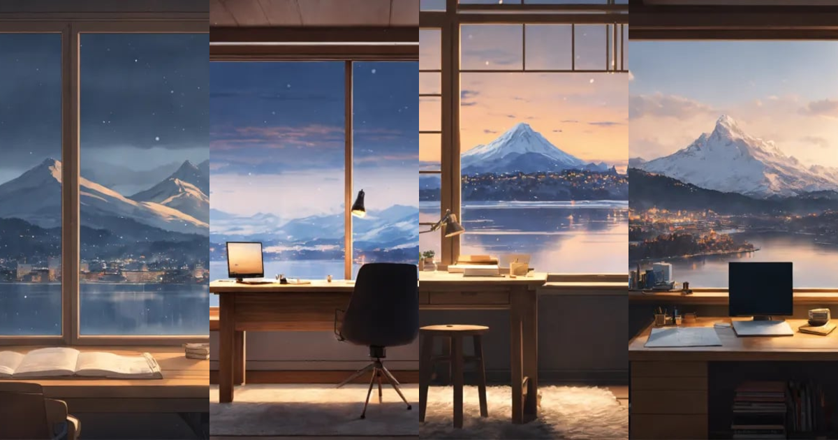 Lexica - Minimalistic stockholm study room, studio ghibli, grey washed ...