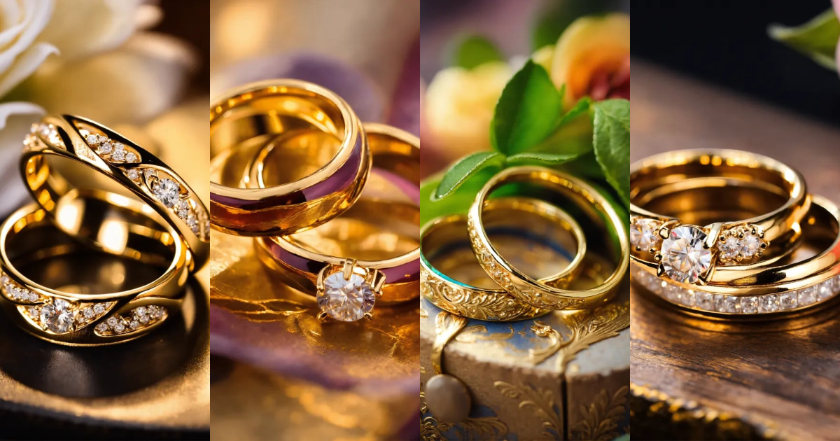 Lexica - Two Wedding gold rings romantic style wedding style oil painting