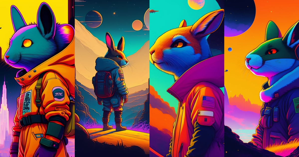 Lexica - Photo of a rabit monster in the space, style of laurie ...