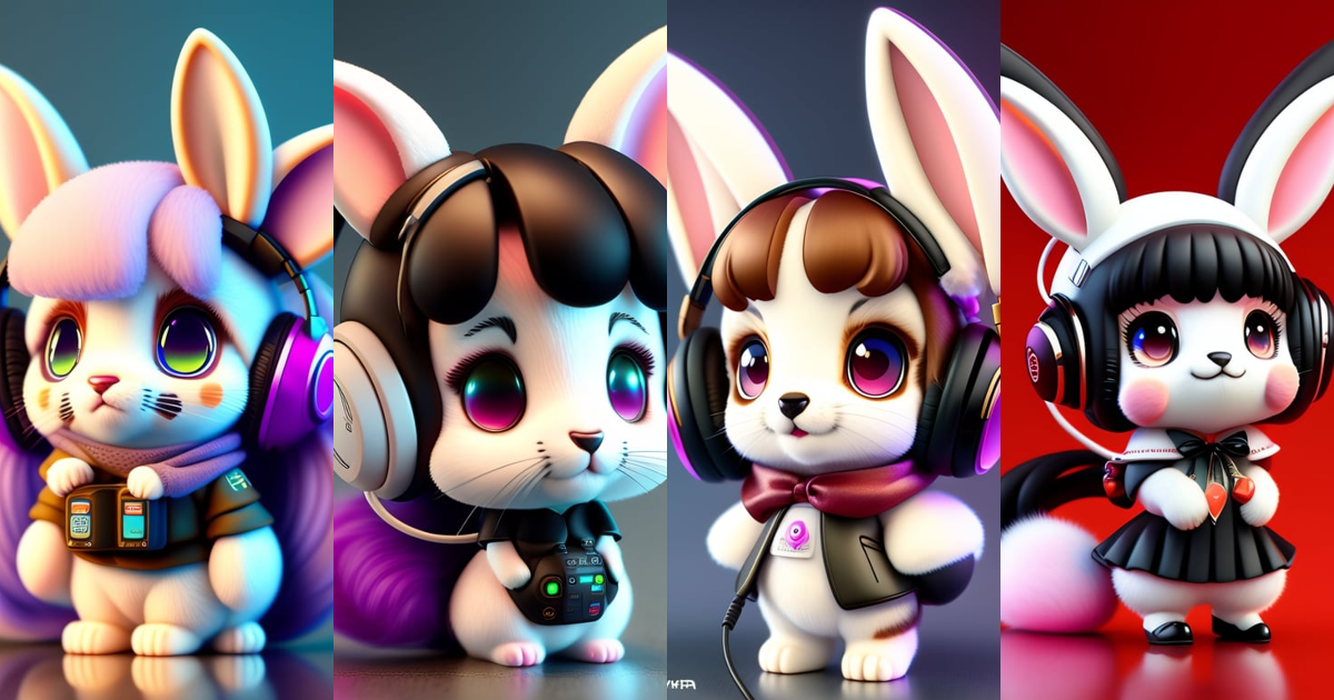 Lexica - Cute and adorable cartoon female rabbit in headphones an anime ...
