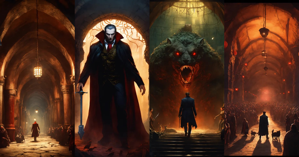 Lexica - Create a vivid and captivating scene where a powerful Vampire ...