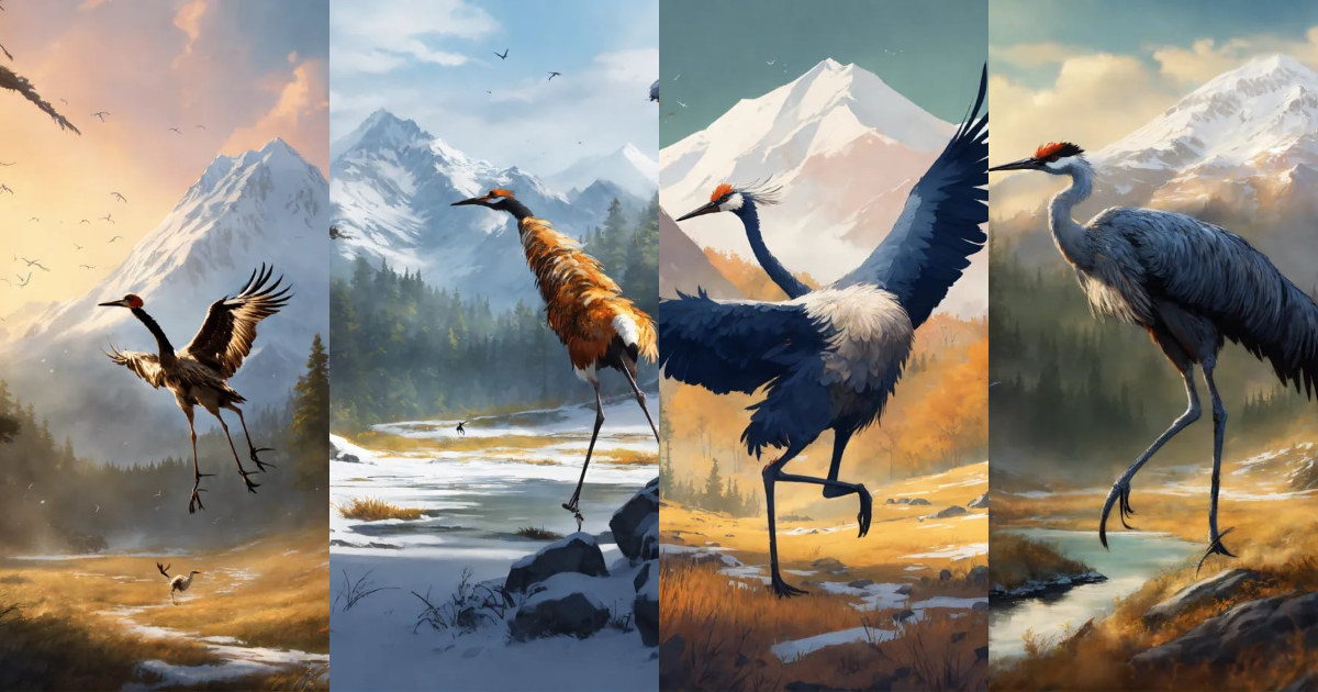 Lexica - Concept art of a crane running like an ostrich through a ...