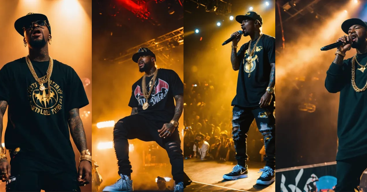 Lexica - Full body shot black battle rapper 