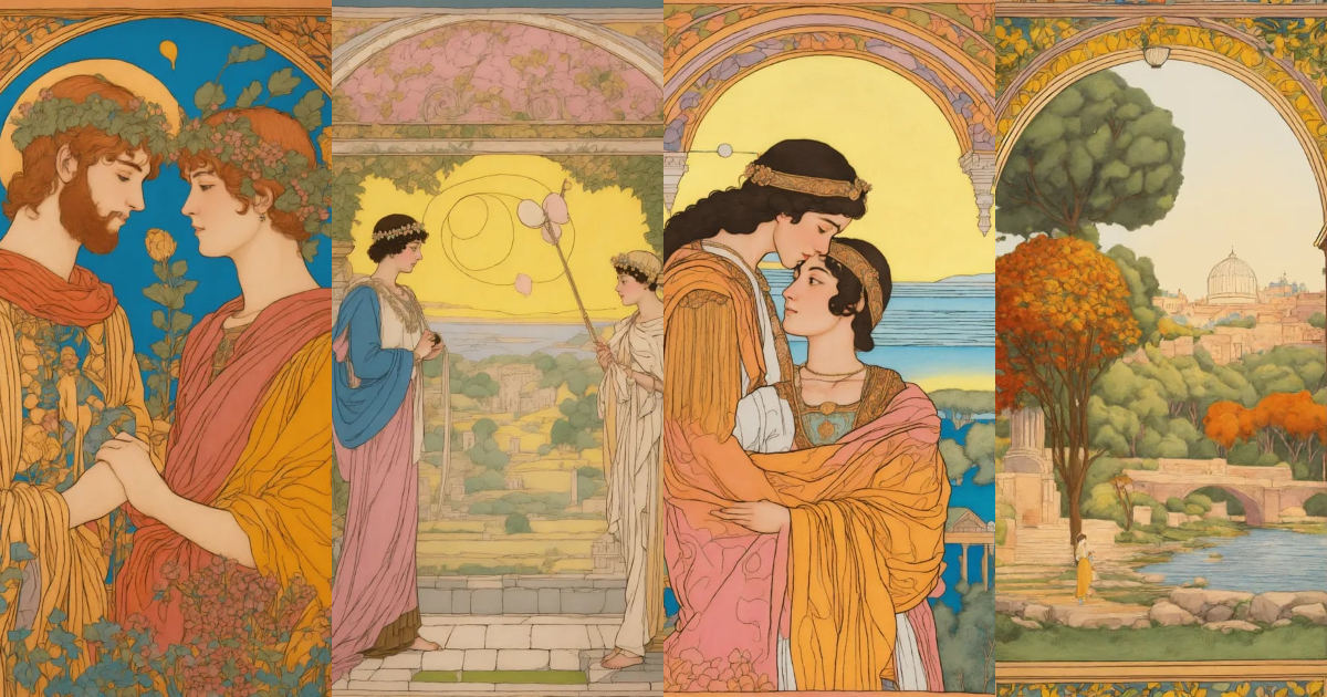 Lexica - Traditional Roman art drawing the nature of Love. Line drawing ...
