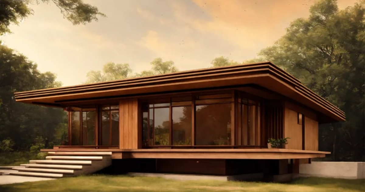 Lexica - Frank Lloyd Wright minimalist house on wood background ...