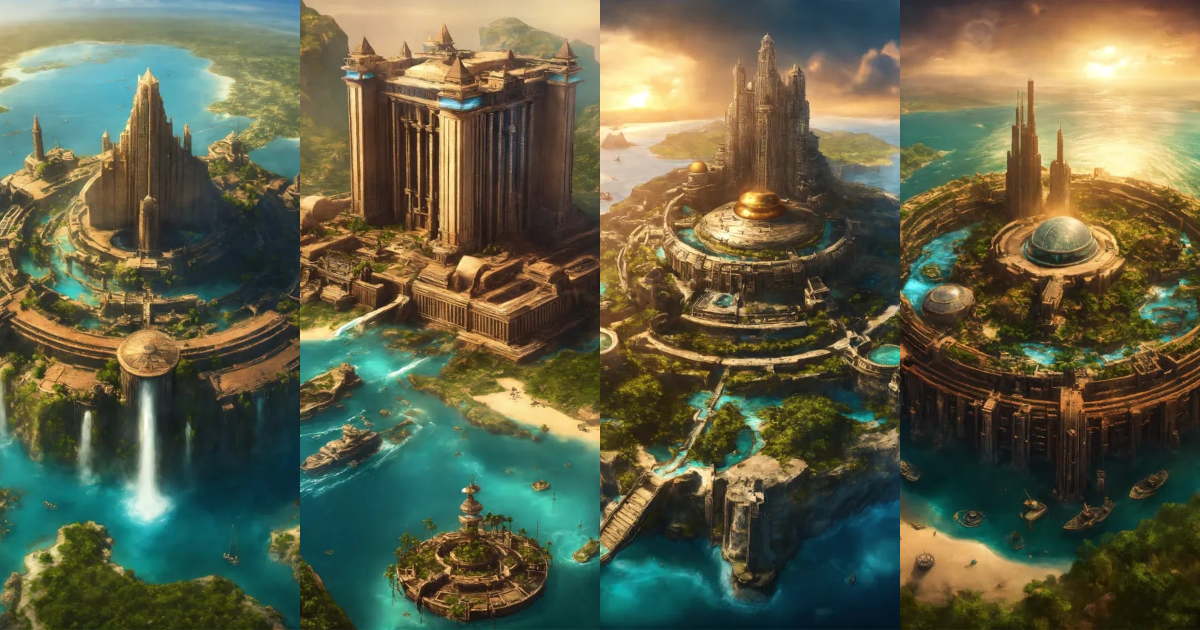 Lexica - Atlantis filled with ancient black people. Round with 3 ...