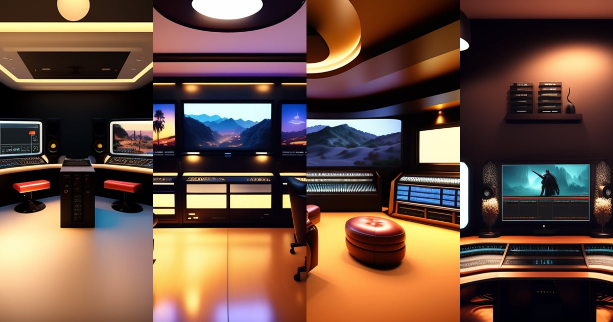 Lexica - Draw a video editing room, Hollywood style. Make it look video ...