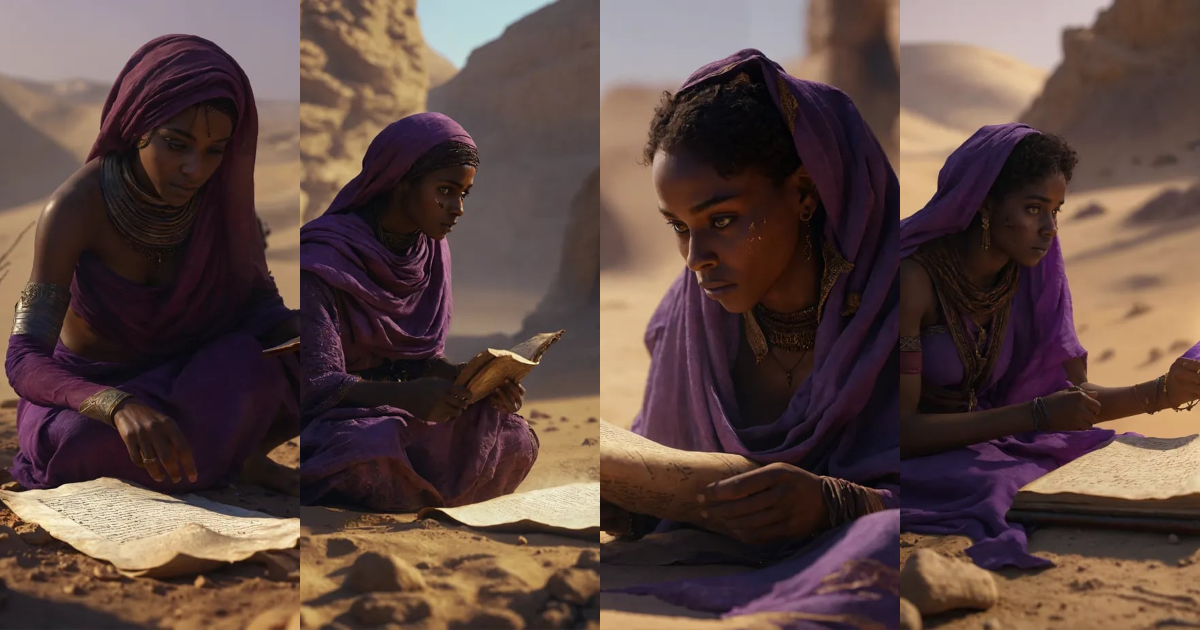 Lexica - Darkskin woman with glowing brown eyes wearing ancient ...