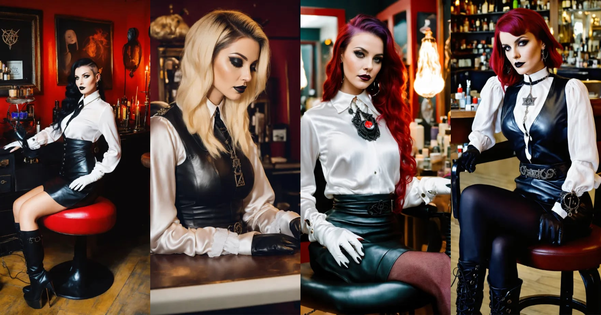 Lexica - Beautiful occult Satanic Goth Witch Hair Stylist wearing a ...
