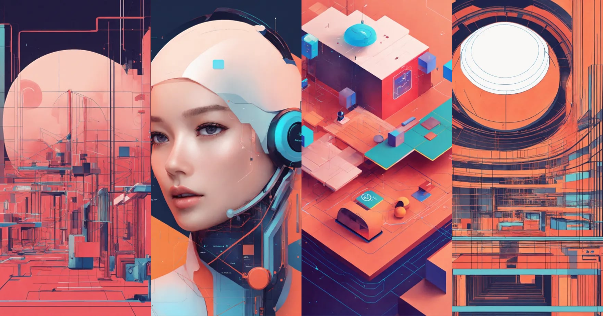 Lexica Technology aesthetics, ai, clean lines, simple illustration