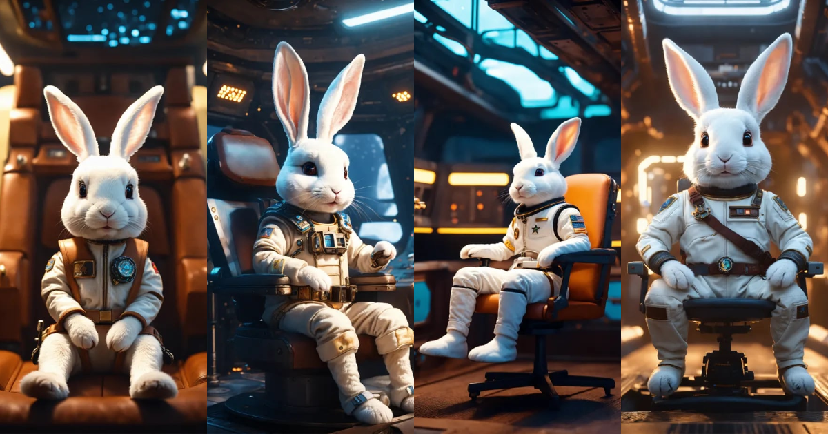 Lexica - Cute small humanoid white rabbit sitting in the captain’s ...