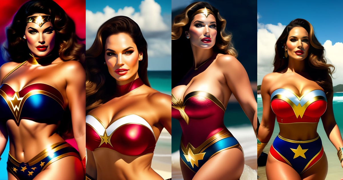 Lexica - Kelly Brook as wonder woman in a bikini