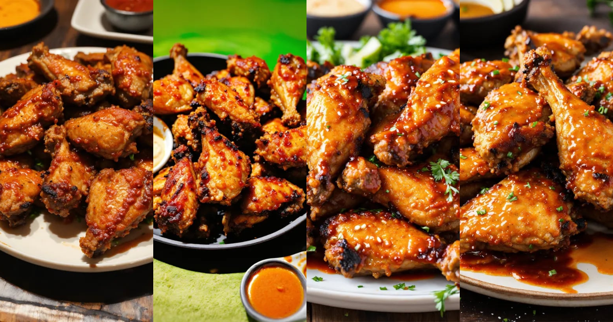 Lexica - A photo of a plate of chicken wings. The wings are crispy and ...