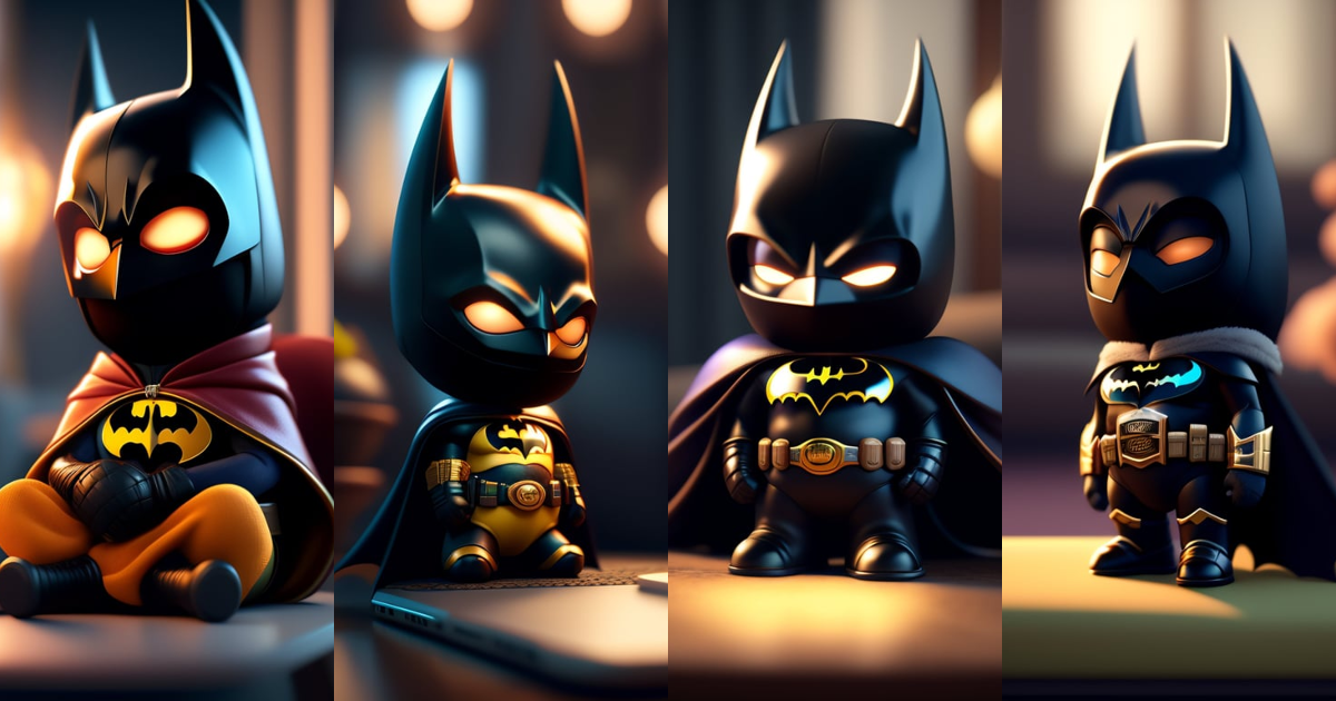 Lexica - Cute small humanoid batman sitting in front of laptop ,unreal ...