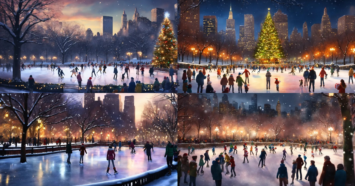Lexica - Epic shot of a Ice skating in New York in Central park, ultra ...
