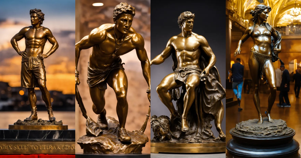Lexica - The world's most famous bronze sculpture aged on top of a base