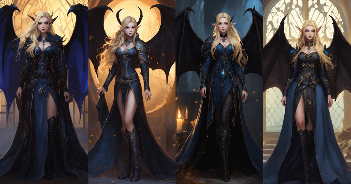 Lexica - A full body image of a high elf with long blonde hair and blue ...