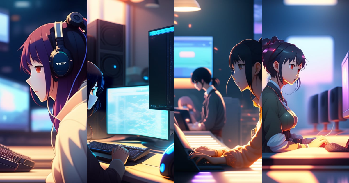 Lexica - Create a high resolution artwork of Anime Girl is programming ...