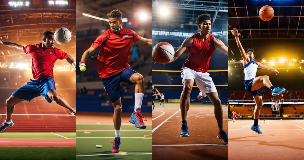 Lexica - Generate an image of a multi-sport athlete in the midst of ...