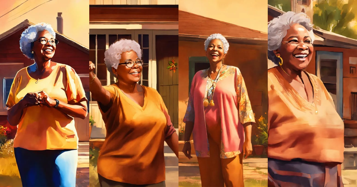 Lexica - African American senior woman standing in front of her home ...