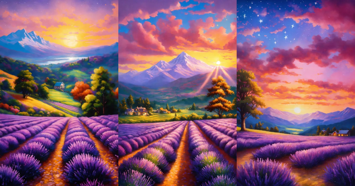 Lexica - Pop art, fields of lavender, vibrant colors, ultra sharp ...