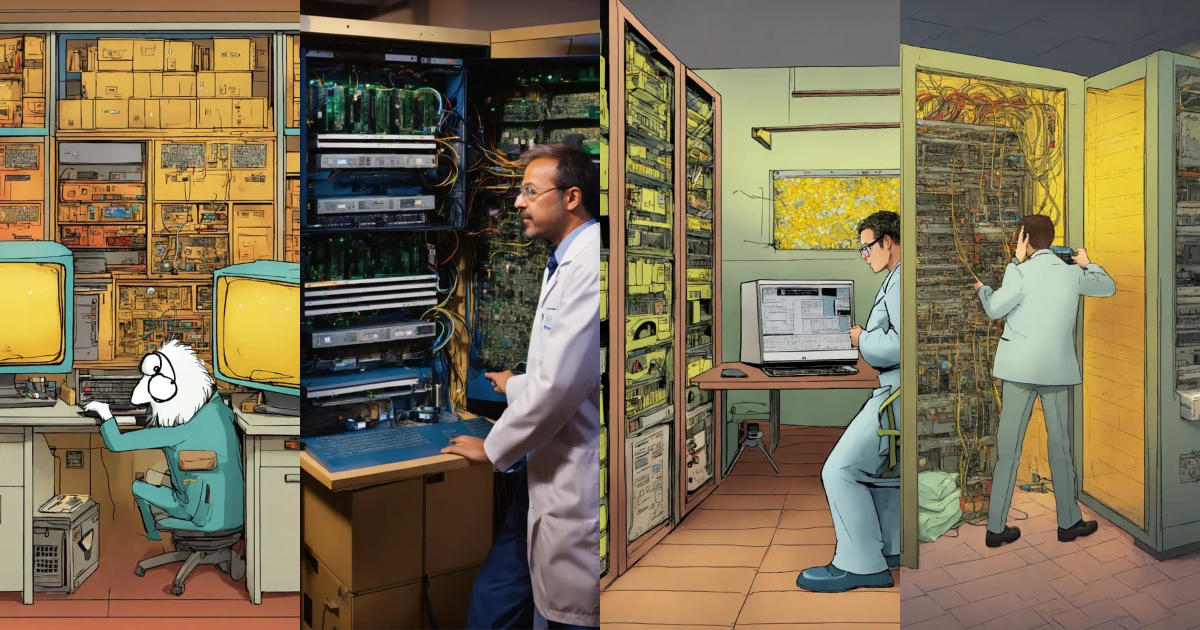Lexica - A humourous image of complex computer data playing hide and ...