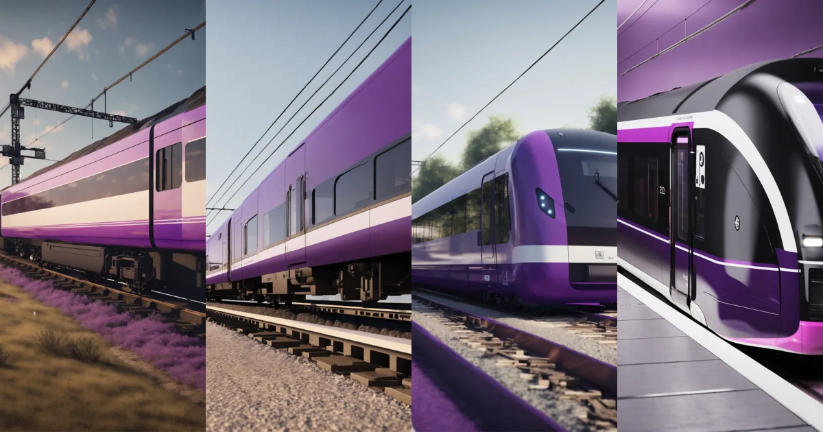 Lexica - 3D render viewed from the side, showcasing a minimalist train ...