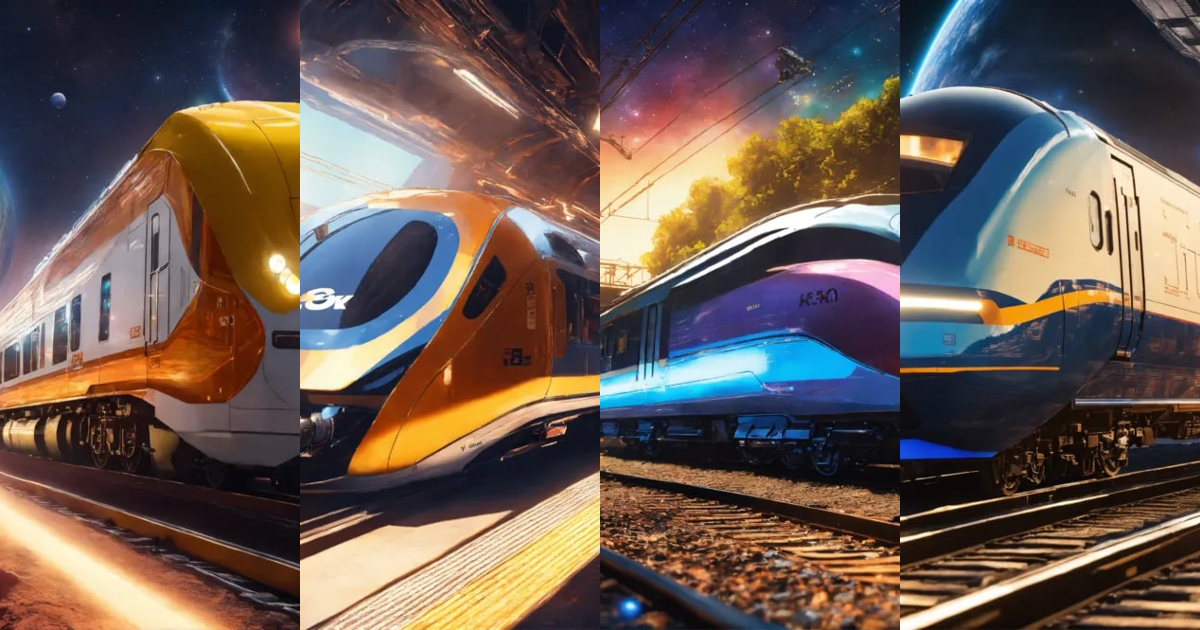 Lexica - Shining future street train running in space,8k , masterpiece