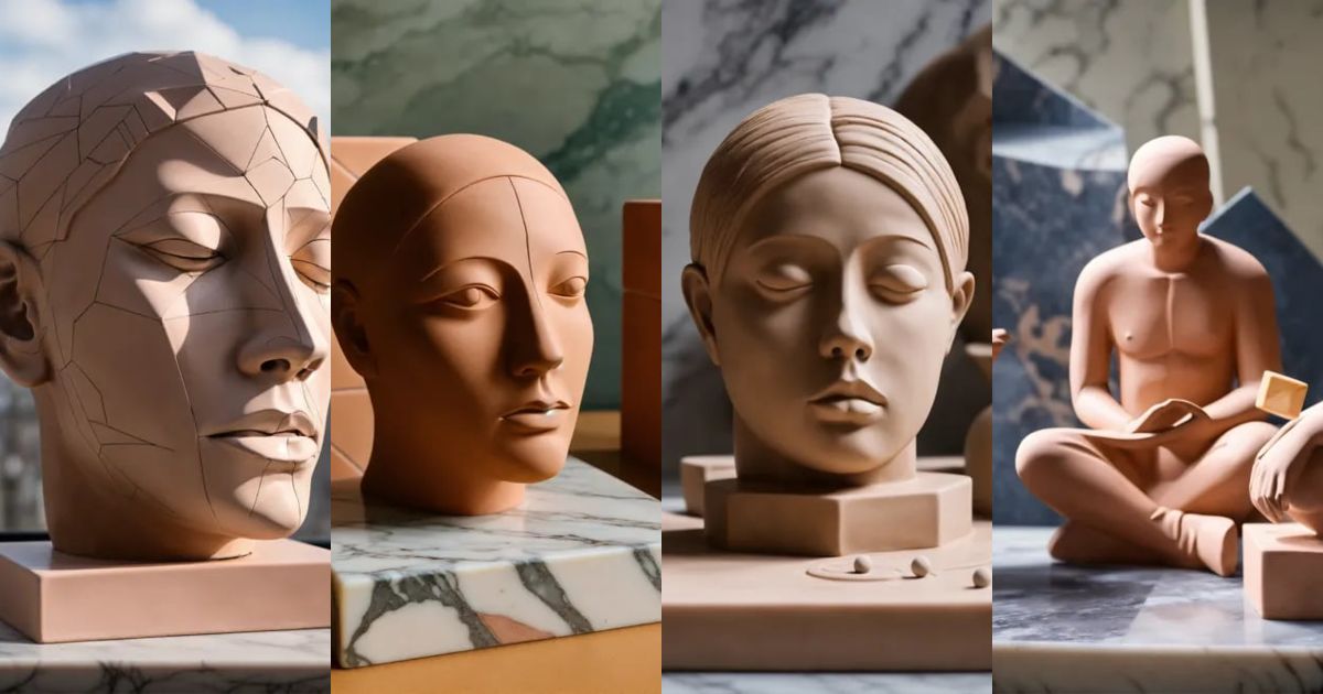 Lexica - Create the outline of personification of anxiety, sculpted ...