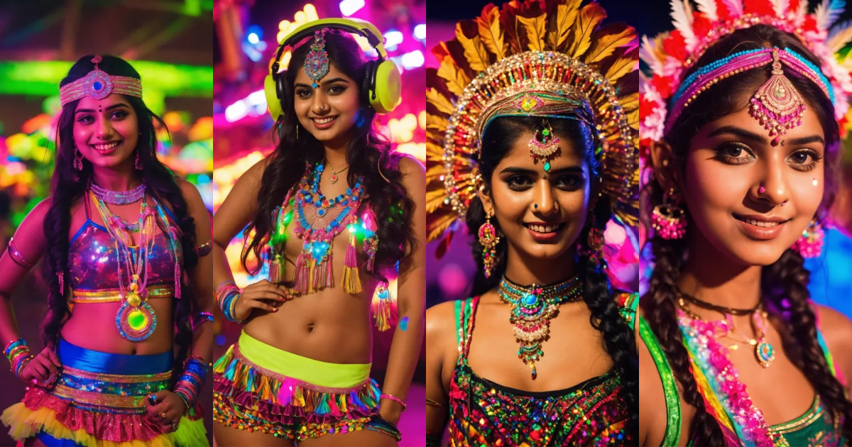 Lexica - A cute Indian girl in a rave outfit