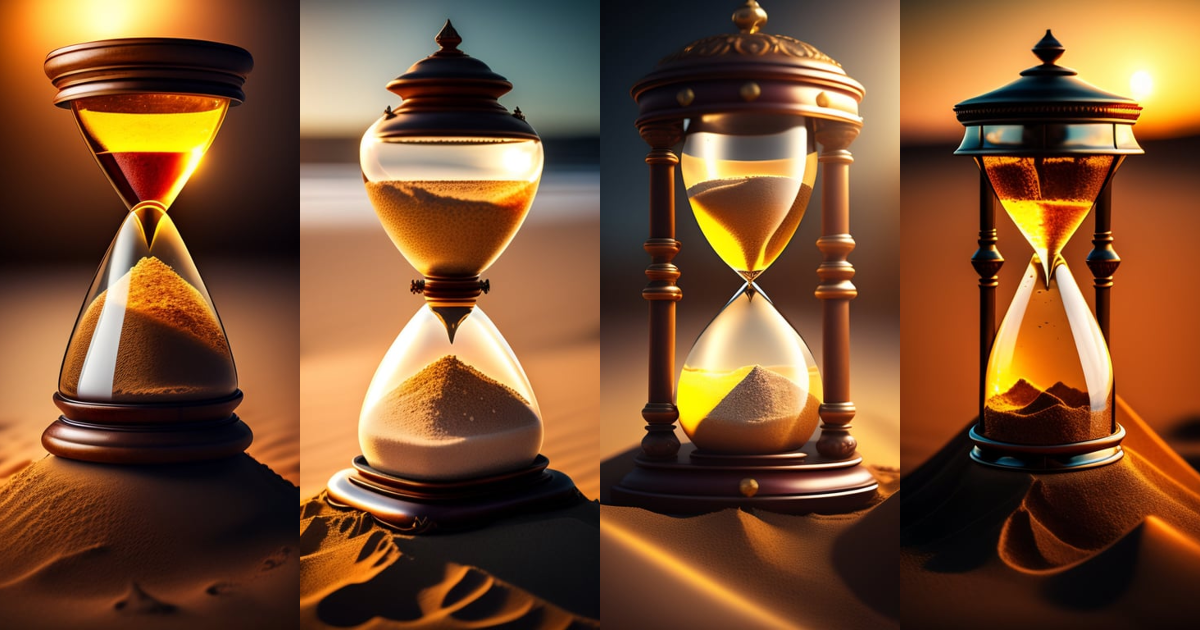 Lexica - A realistic photo of a broken antique hourglass with the sand ...