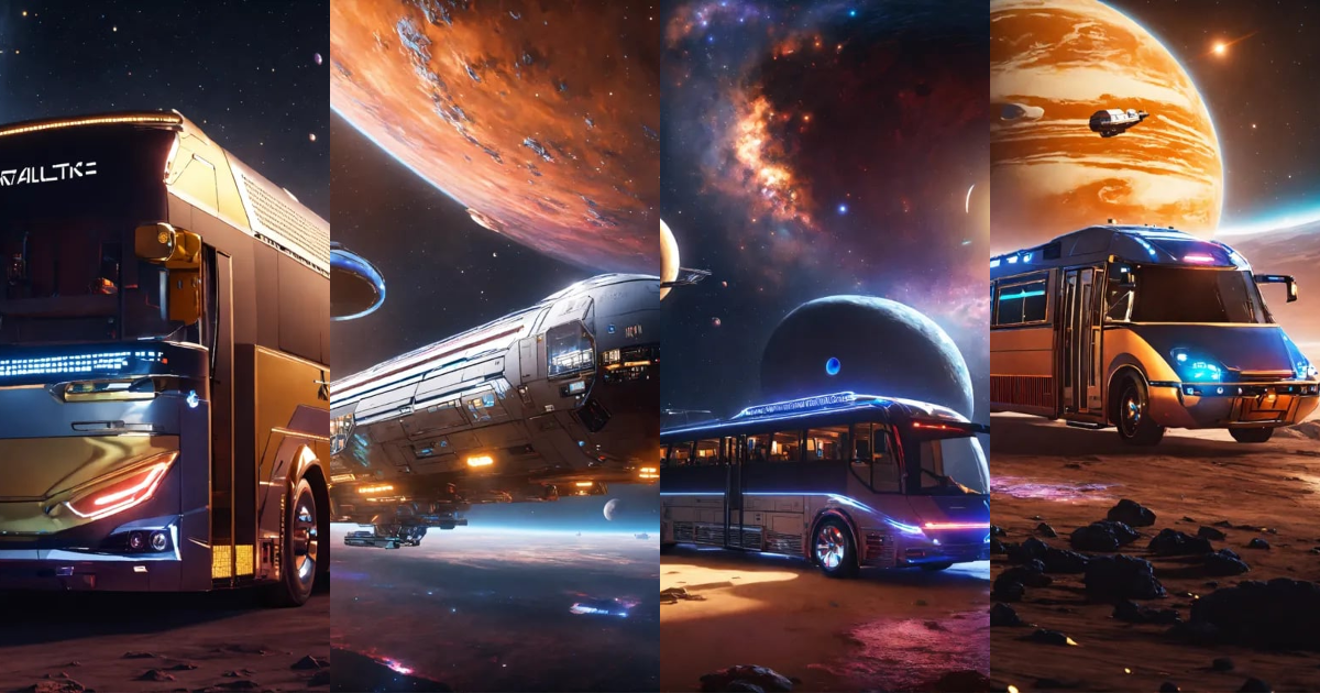 Lexica - Intergalactic tour bus star ship traveling through deep space ...