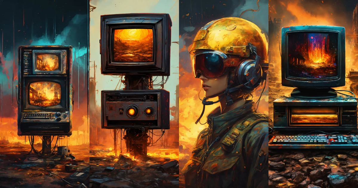 Lexica - Old portrait style computer monitor in a post apocalyptic ...