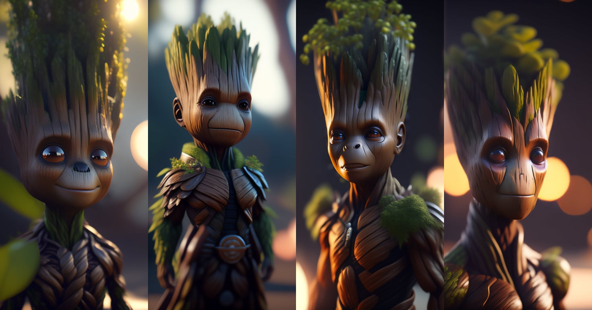 Lexica - I am Groot, hyperrealistic, photografic, 8k, epic ambient ...