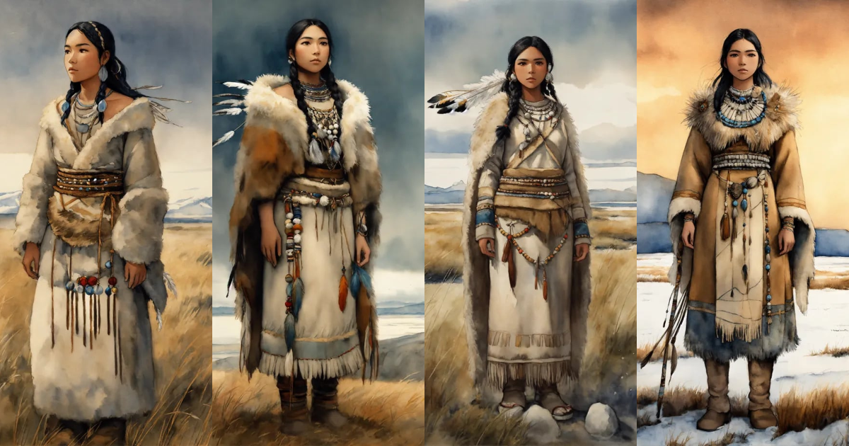 Lexica Full Body Illustration Of An Inuit Woman Young 18 Years Old Beautiful Native 1868