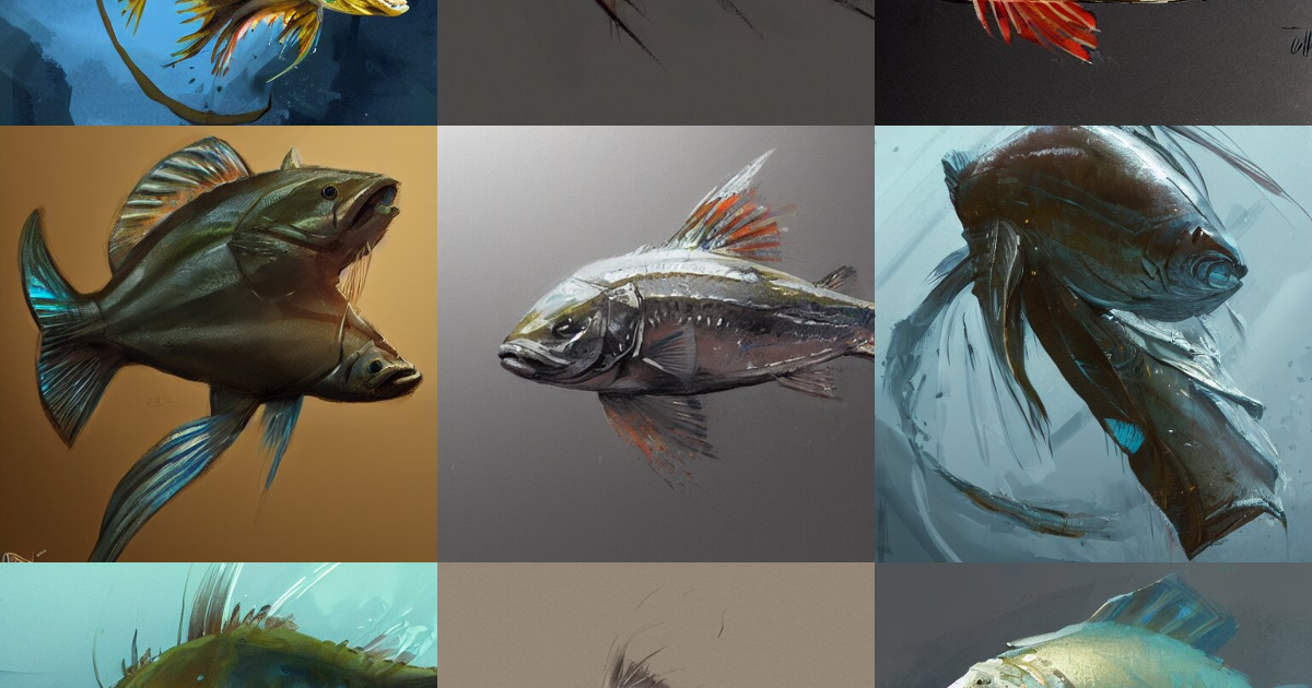 Lexica - Concept art of a fish by richard anderson, artstation