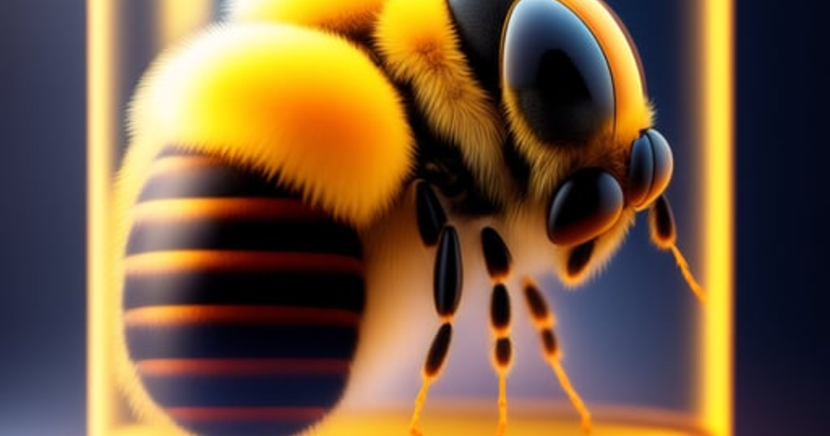 Lexica - A 3d render of a cute fuzzy pet bee insect dressed in a white ...