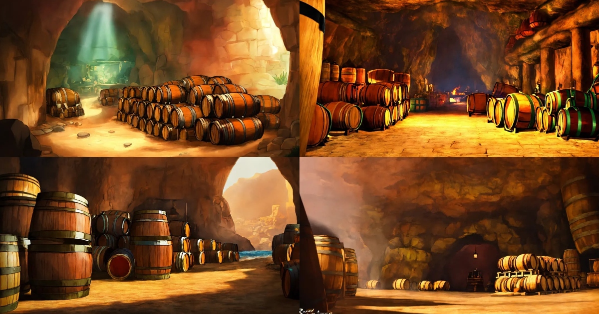 Lexica - Draw a cave full of rum barrels